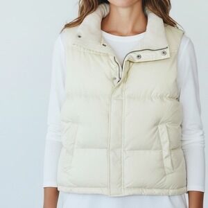 Ralph Lauren Y2K Cream White Genuine Feather Down Puffer Vest Size Large